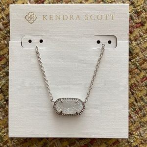 Kendra Scott Elisa Silver Pendant Necklace In Iridescent Drusy